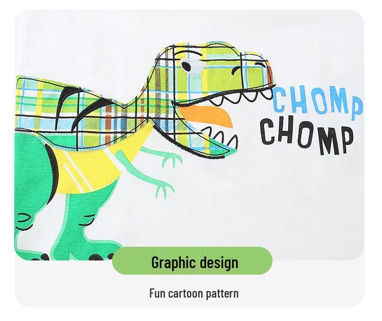 Summer 26 Dinosaur Cartoon Print Boys' Shorts and Shirt Set - Kids' Two-Piece