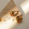 Stainless Steel Earrings Irregular C Shape Ear Studs  Gold Plated Colored Zircon Jewelry For Women Simple Fashion Jewelry Gif