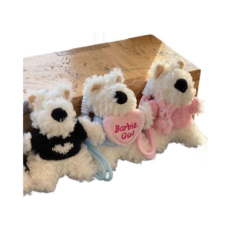 Highland West Plush Toy Dog Pendant Wearing Sweater With Heart Motif For Gift