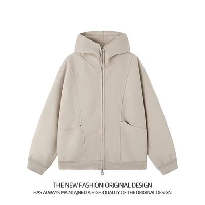 2025 New Sweatshirt Hong Kong Style Loose Simple Hooded Sweatshirt Cardigan Unisex Trendy Stylish Versatile