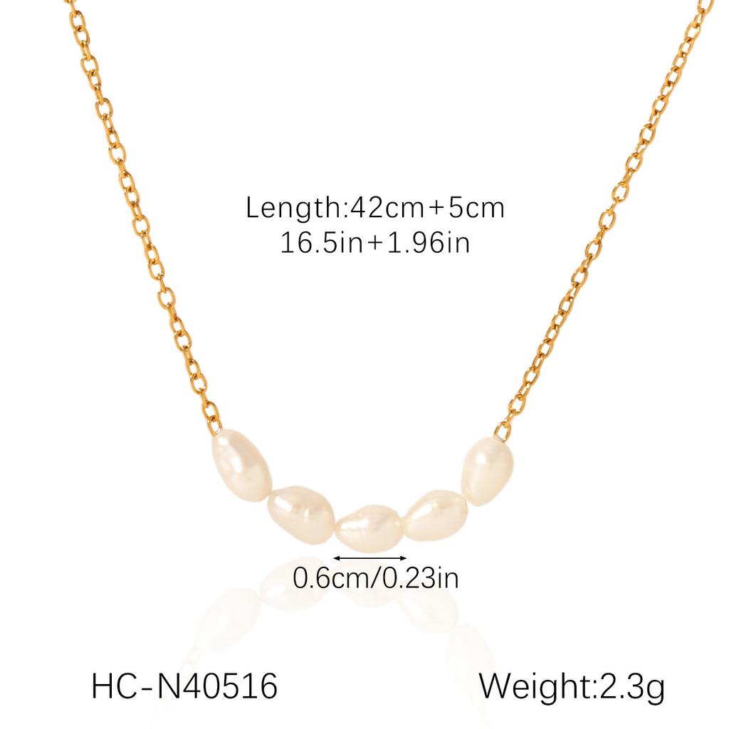 French Vintage Freshwater Pearl Necklace Beaded Choker Light Luxury Titanium Steel Necklace Non Fading