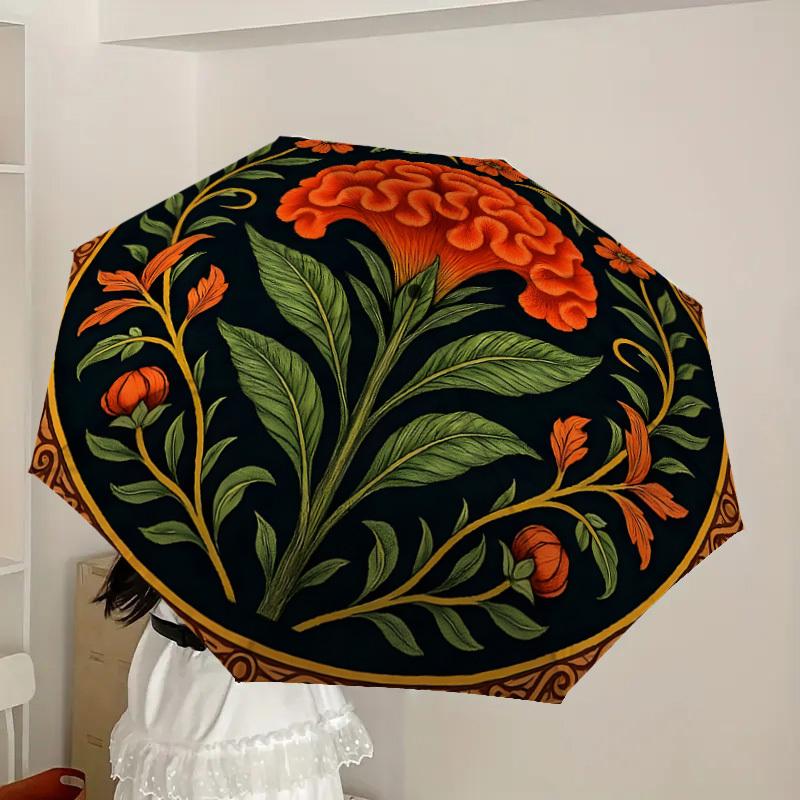 1pc Brain Flower Ornament Umbrella with Plastic Handle,Suitable for All Seasons Home Travel Outdoor UmbrellaDD1330