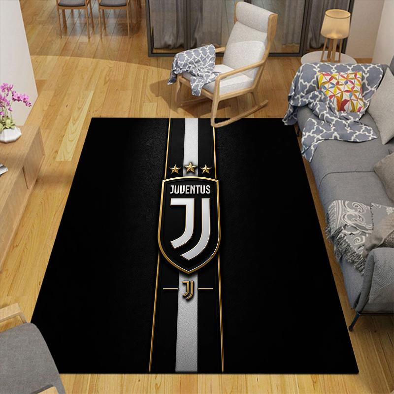 Juventus Football Club Flannel Pattern Square Carpet,Area Rug,Carpet Rug for Living Room Bedroom Sofa Playroom Decor,Non-slip Floor Mat