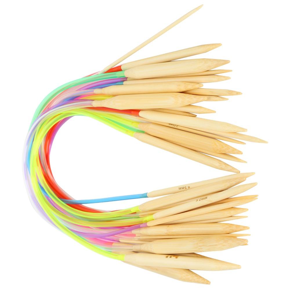 18pcs Wood Circular Knitting Needle Set Colorful Plastic Tube Knitting Tool Set  Home Craft