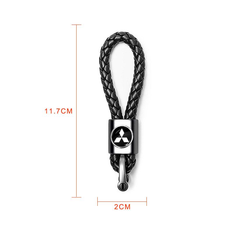 Center Hub Cap Hand-Woven Leather Car Key Ring Rope Key Chain Waist Keychains for Mitsubishi Outlander Pajero L200 Ralliart