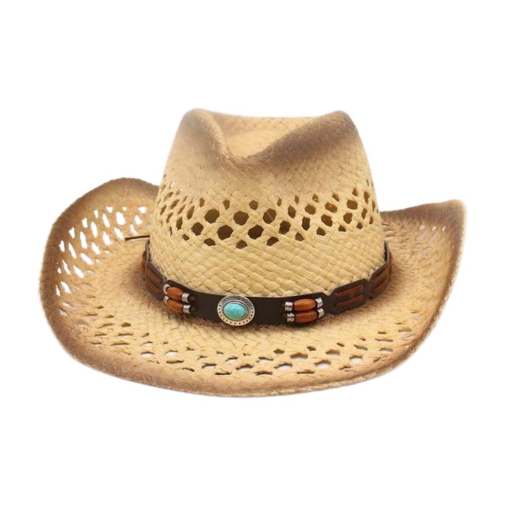 Hut mit Hohlgeflecht Atmungsaktiv Frühling und Sommer Winddicht Einfach Reise Strand Cowboy Strohhut Sonnenhut