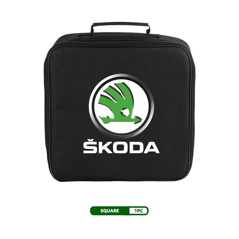 AES1 For Skoda Oxford Cloth Car Charge Cable Case Organiser Waterproof Charging Gun Storage Bag Kamiq Karoq Octavia 2 3 Rapid Scala