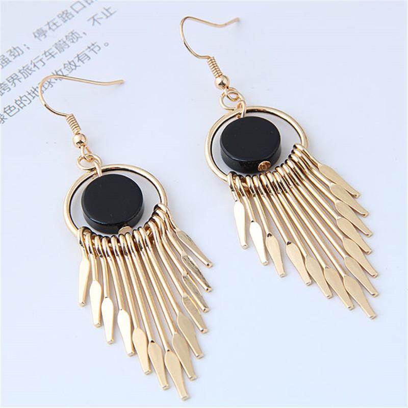 

Геометрические серьги с кисточками Темперамент, длинные серьги, японские и корейские элегантные серьги в стиле ретро Muse золотой