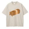 Oversize T Shirt Vintage Washed Cotton T-Shirt Y2k Retro Hummor Bread Cat Graphic Tee Casual Streetwear Spring Summer