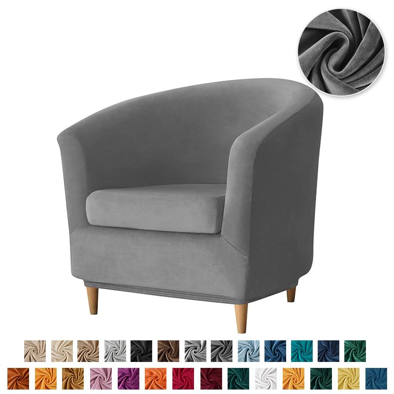 Soft Velvet Club Sofa Cover Stretch Bath Tub Armchair Covers Solid Color Single Sofa Chair Slipcover Bar Counter with Seat Cover