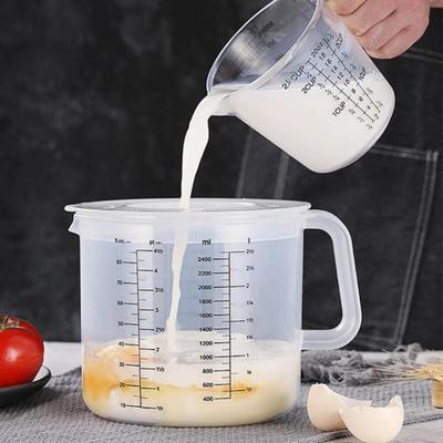 2,5l Auslaufsicherer Milchbecher mit Deckel und Griff Back-Messbecher Backwerkzeug Eieraufschlagbecher Rührschüssel
