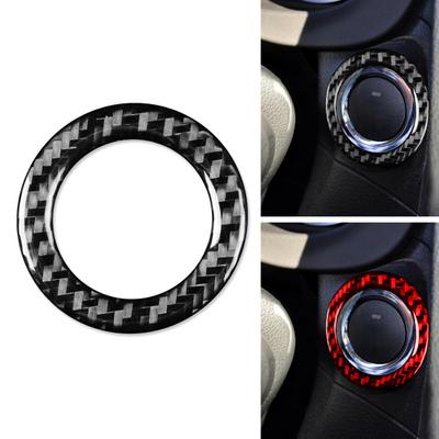 Car Button Sticker Self-adhesive Decorative Carbon Fiber Engine Start Stop Button Sticker Trim for 13-19 Forester