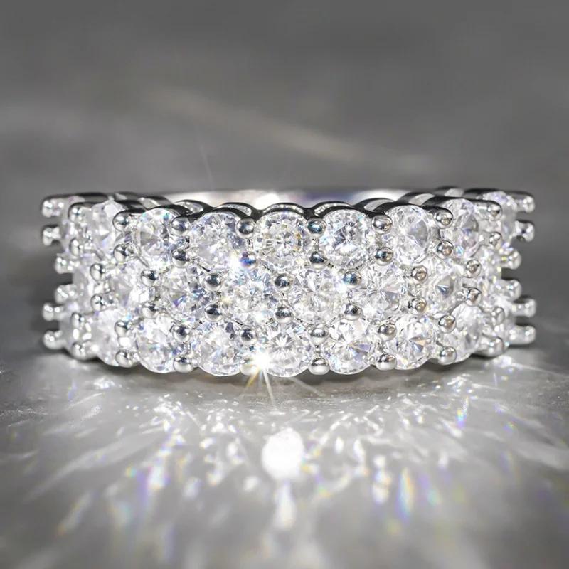 Huitan Multi-layer Shiny Cubic Zirconia Rings for Women Bright Delicate Finger Accessories New Trendy Attractive Wedding
