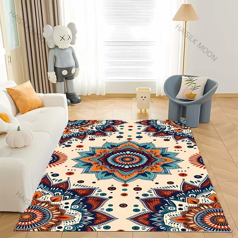 Color Four Seasons Home Non-Slip Carpet Mandala Flower Rug for Living Room Bedroom Sofa Office Large Area Decorative Mat Gift