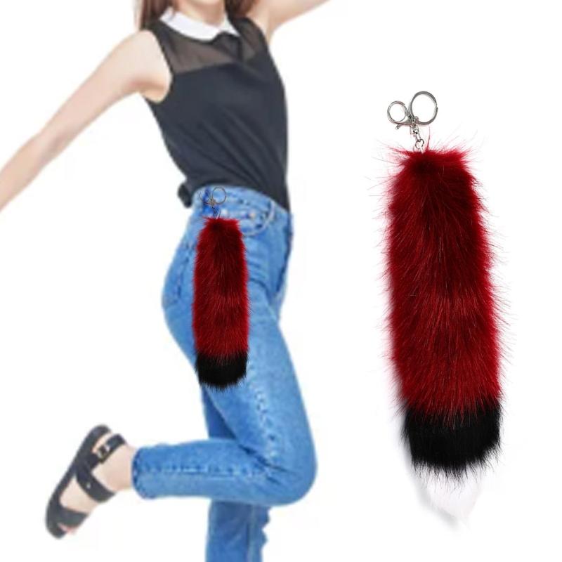 Foxes Furs Tail Pendant Keychain Fashion Tassels Keyring Bag Charm Keys Holder