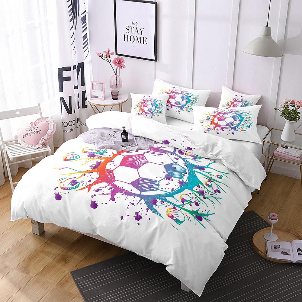 Football Basketball Sports Quilt Cover Bedding Digital Printing Home Textiles Three-Piece Set