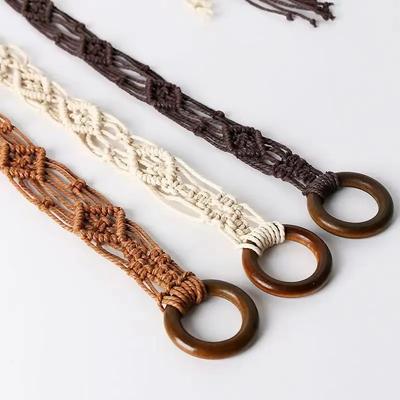 Weaving Tassel Waist Rope for Women Versatile Dress Decoration Korean Knotted Thin Waist Rope Wax Thread Knotted Waist Belt