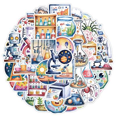 50PCS Natural Sciences Stickers Pack Chemistry, Biology, Physics, Science Classroom Decor Student Laboratory Decals Waterproof