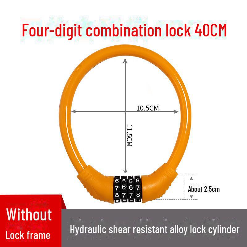 Universal Bike Lock: Anti-Theft Password Lock for Mountain Bikes & E-Bikes, Leather Ring, Portable Thick Cable Lock, Durable & Secure.