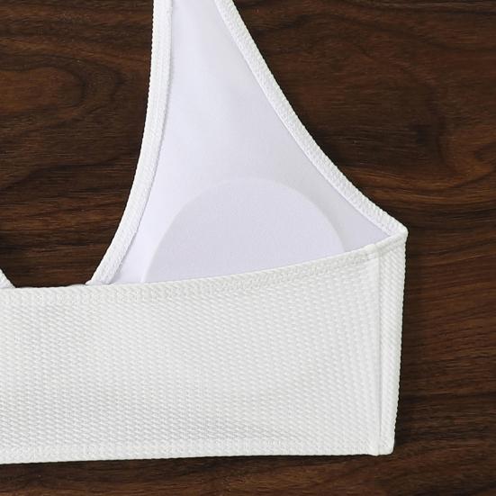 2Pcs/Set Women Bikini Set Halter Adjustable Straps Bra High Waist Hip Covering Bottoms Heart