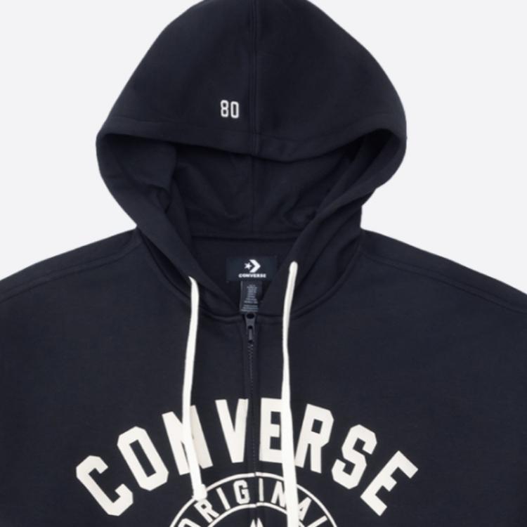Converse Sweatshirts Unisex Black Hooded Moderate Cardigan UCJ441-023