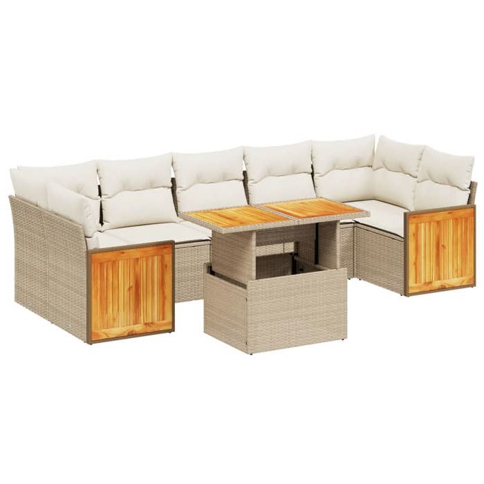 VidaXL Garden Lounge Set with Cushions 8 Pcs, Patio Sofas, Patio Furniture Set, Outdoor Furniture, Beige 3273872