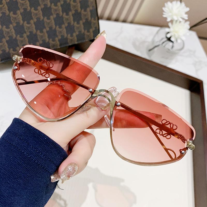 

Новые солнцезащитные очки Cat Eye Metal без оправы, ультрасовременные, модные и универсальные, для интернет-знаменитостей, моды и уличной фотографии, солнцезащитные очки розовый