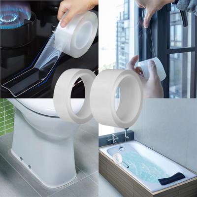 Nastro Trasparente Impermeabile per Cucina Bagno WC Autoadesivo Antibatterico Nastro Sigillante Nano