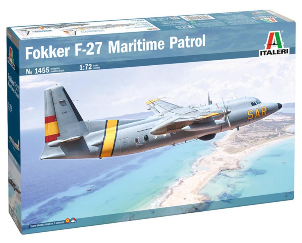 Platz Italeri 1/72 Scale Spanish Fokker F-27 Anti-Submarine Patrol Aircraft Plastic Model Kit IT1455 (Airplane)