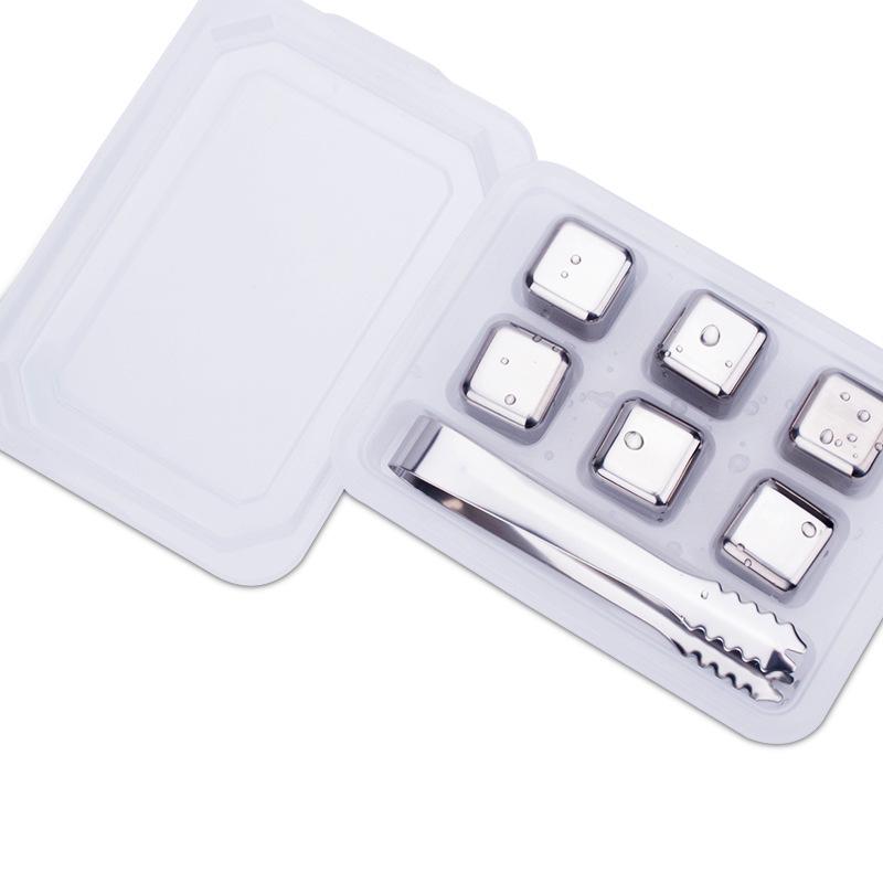 Sada kostek ledu na whisky z nerezové oceli zlatá - kovová rychlomrazicí ocel 304 na whisky, víno a další