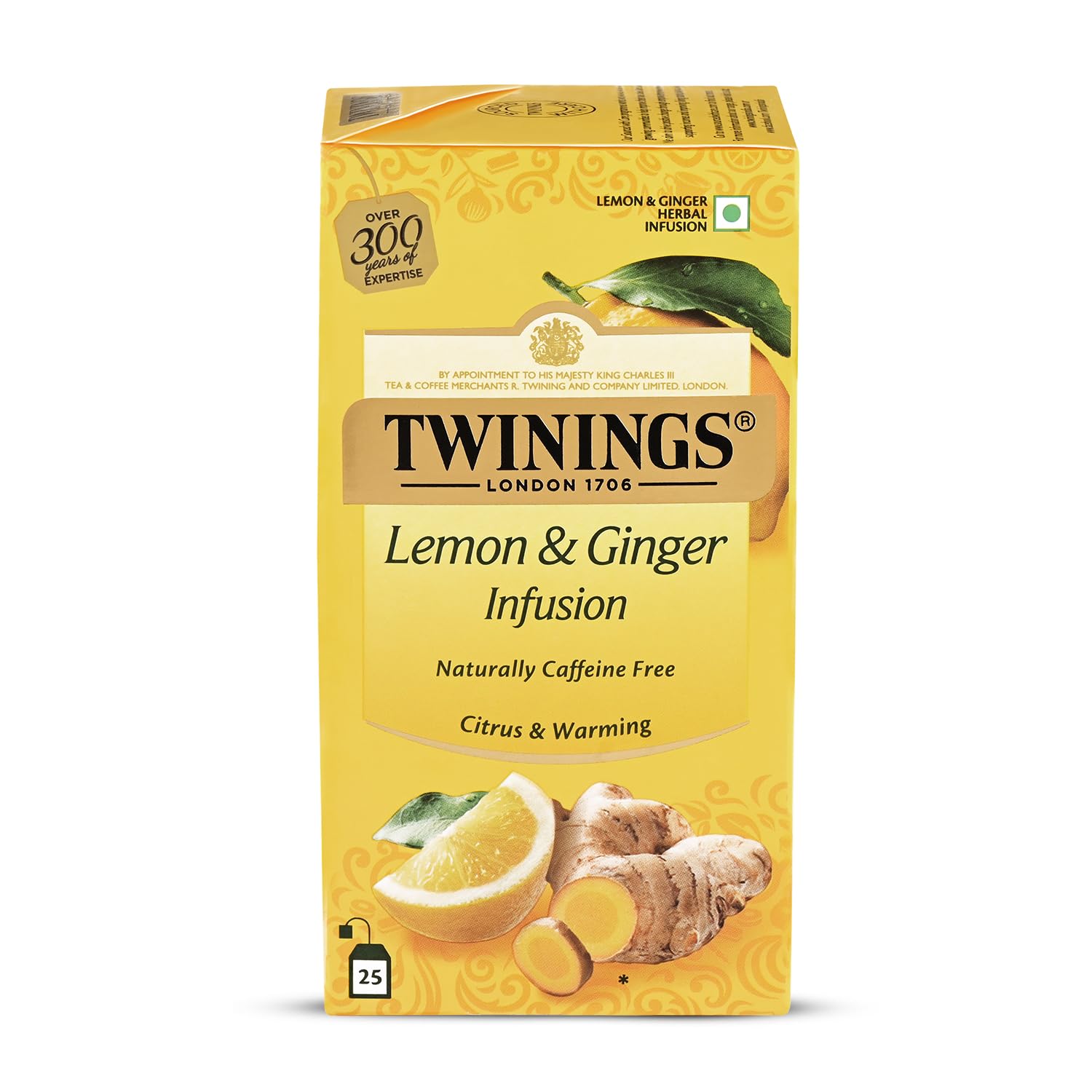 Twinings Lemon & Ginger Tea, Perfect Blend of Zesty Lemon & Ginger Spice, Boosts Immunity, Rich in Anti-oxidants, Caffeine-Free, Made With Finest In