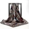 Fashion Kerchief Silk Satin Hijab Scarf For Women Leaves Print Shawl Bag Scarf 90*90cm Square Shawls and Wraps Neck Scarves