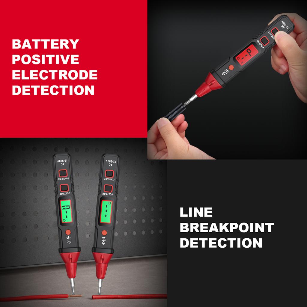 Voltage Detector Pen Electricity Tester 12~300V AC Voltage Detector NCV Induction Phase Sequence