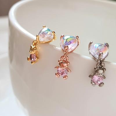 Women's Surgical Steel Heart Bear Piercing Inner Conch