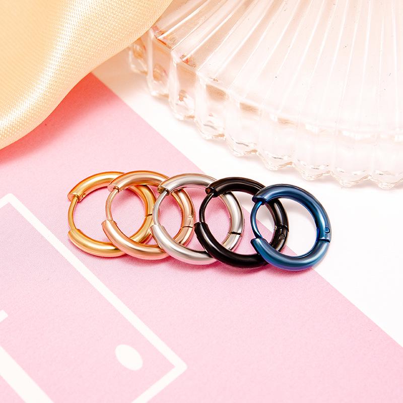 

316L Stainless Titanium Steel Double-Sided Round Hoop Earrings Steel 2.5*12mm