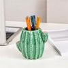 1 Stück Kaktus Keramik Stifthalter Ständer Becher Bleistifthalter Organizer Make-up Pinselhalter für Zuhause Büro Schreibtisch Grün Weiß Kaktus