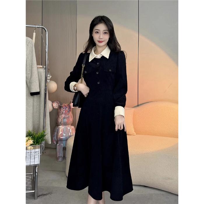 

Hepburn black dress, spring and autumn new women s deep winter clothing, with a complete set of inner New Year s dress S чёрный