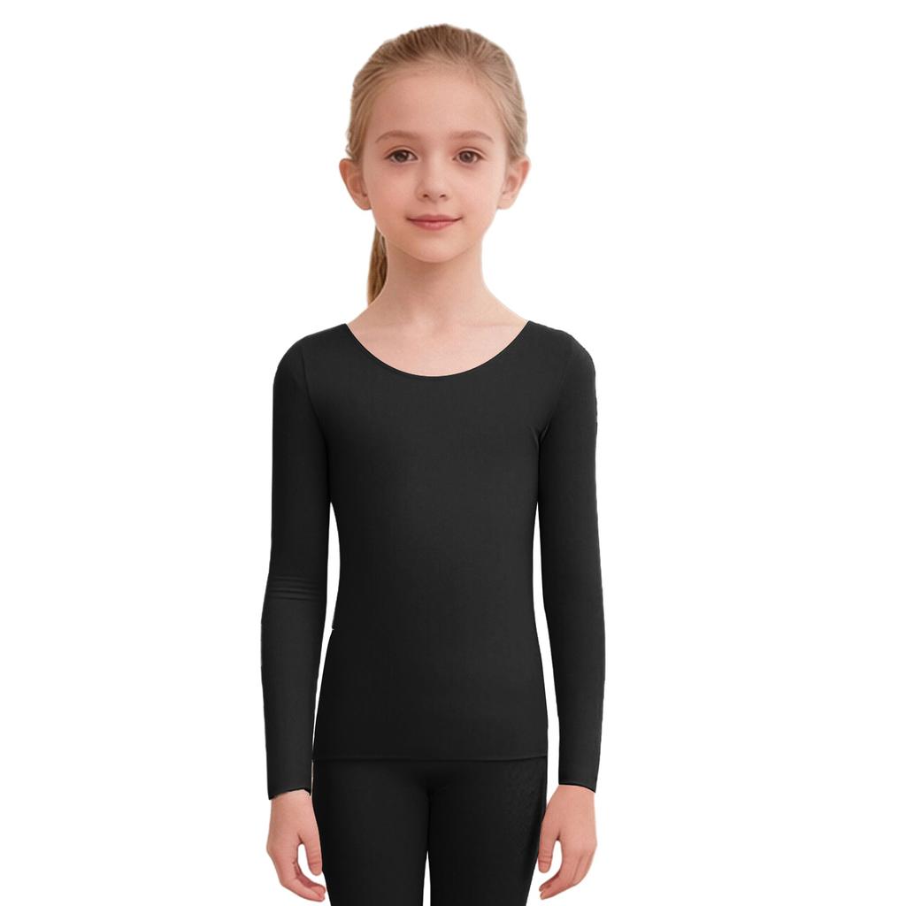Naadloze Thermische Dans Top voor Kinderen Meisjes: Ronde hals lange mouwen opwarmtrui voor ballet, gymnastiektraining en de winter