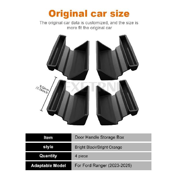 Silicone Pour Ford Ranger 2023 2024 2025 Boîte de Rangement Organisateur de Poignée de Porte de Voiture Plateau Accessoires de Modification d'Intérieur Automobile