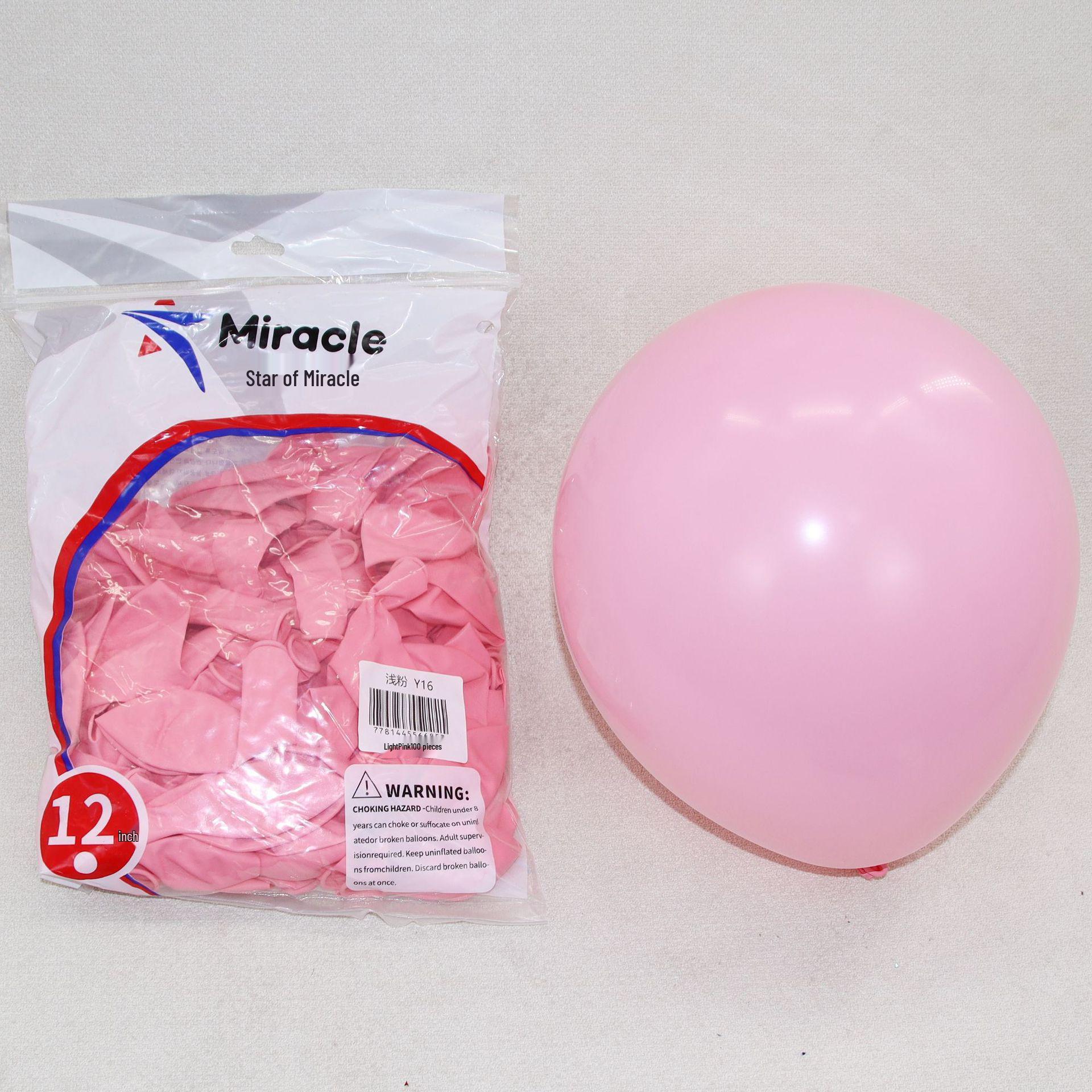 Miracle Star 12-inch Matte Latex Balloons 100 pcs - Black, White, Pink, Skin Tone Party Decor