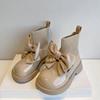 Girl's Sock Boots Chunky Big Bowtie Elegant Cute Children Short Boot Patent Leather Winter  Ship-on Kids Shoe H01256