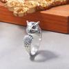 Adjustable Owl Ring Men Women Sterling Vintage Animal Statement Open Band