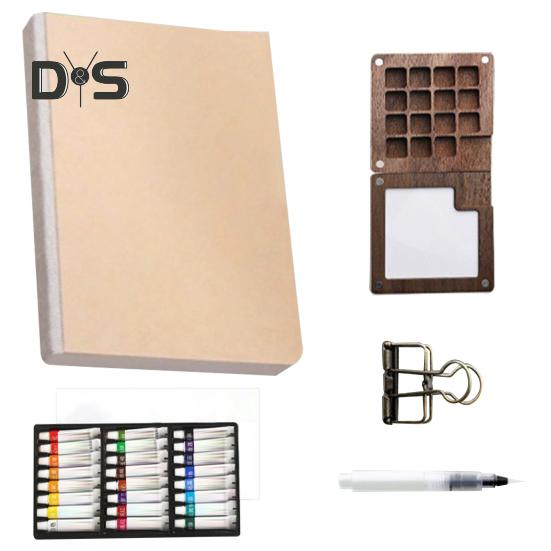 Travel Watercolor Set Pocket Mini Watercolor Paints Set Watercolor Painting Kit with Binder Clip Palette for Painting Party DIY Art Painting