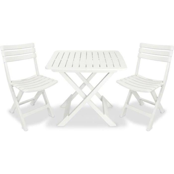 VidaXL Ensemble de bistro pliable 3 pcs Plastique Blanc