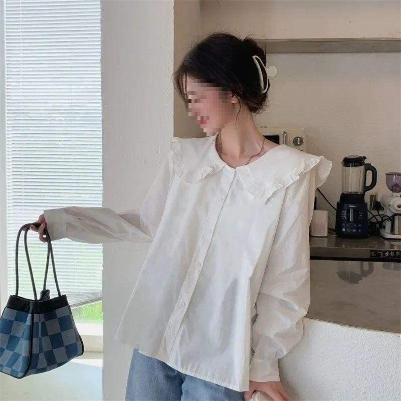 Autumn 2025 Korean Doll Collar Loose Fit Shirt for Women