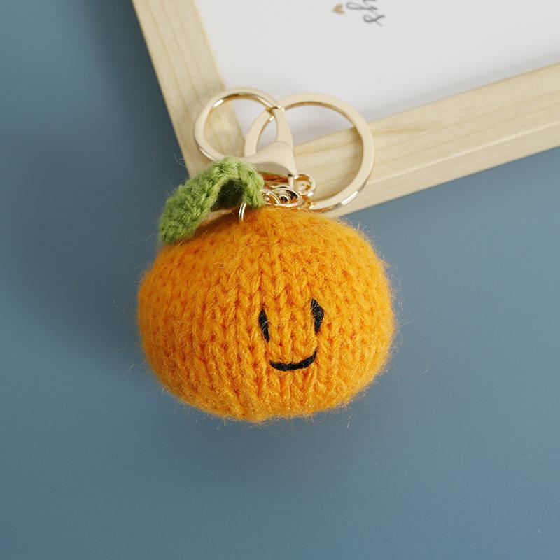 Creative Fruit Series Crochet Keychain Cute Lemon Doll Knitting Keyrings For Bag Pendant Red Cherry Keychain Custom Accessories