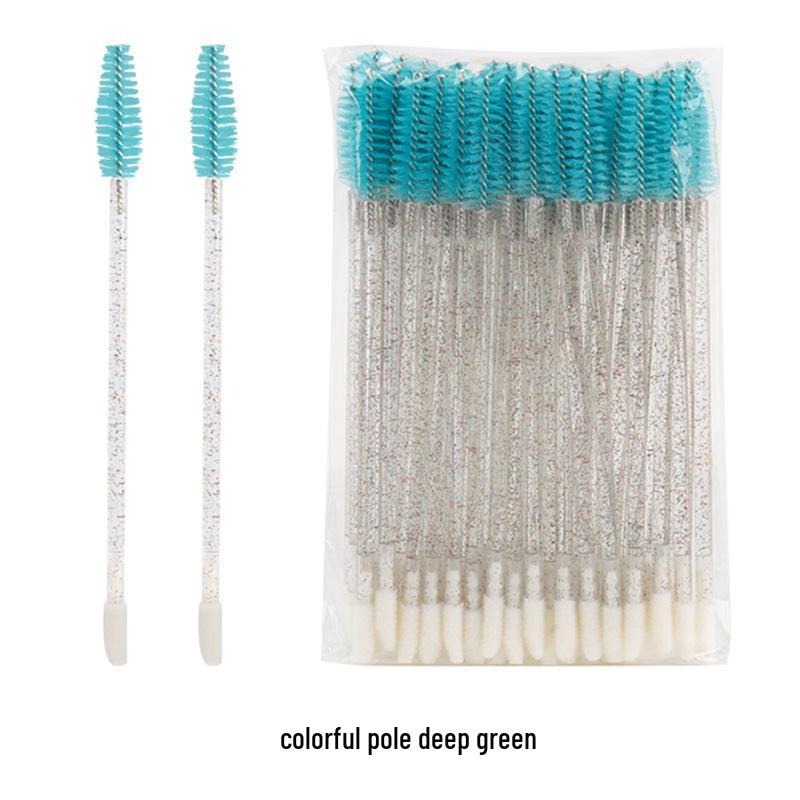 50-Piece Pack: Disposable Eyelash & Lip Brushes with Crystal Rod