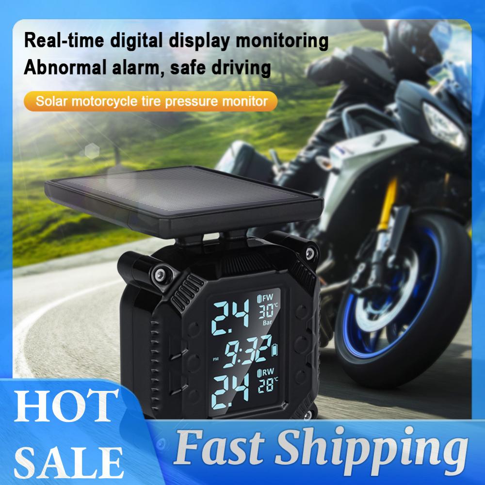 Solar Motorcycle Tire Pressure Sensor LCD Display Tyre Pressure External Sensor IP67 Waterproof TPMS Tire Pressure Alarm Monitor China Mainland
