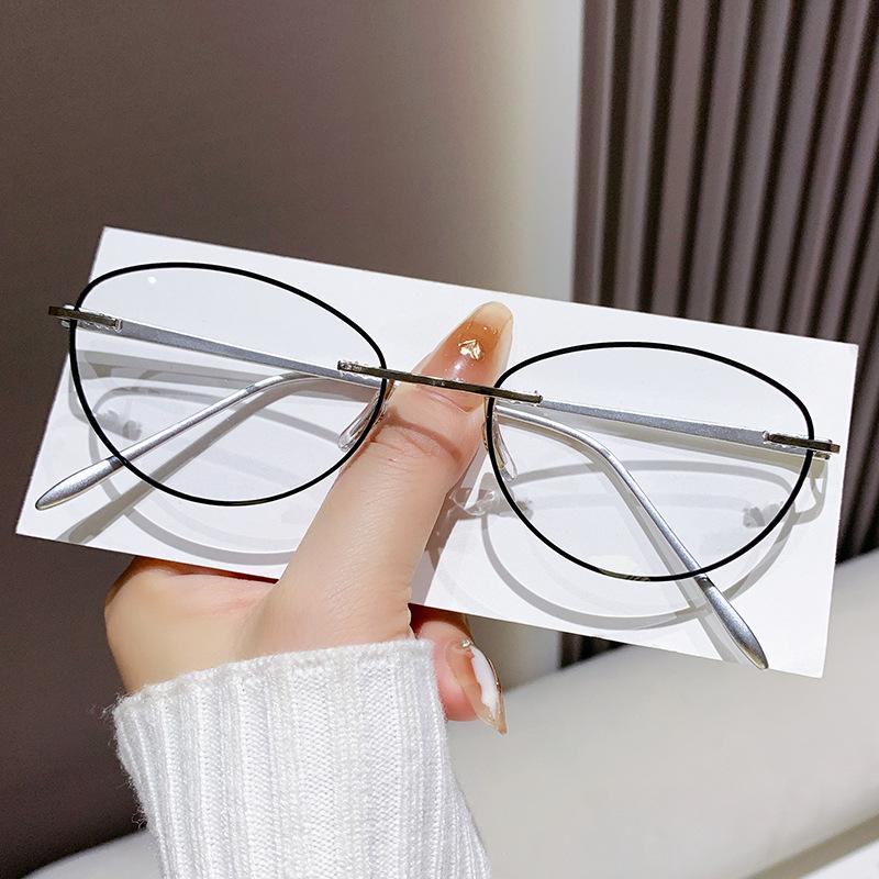 Neue randlose Katzenaugen-Lesebrille mit hoher Auflösung für Herren, Business, Blaulichtfilter, Alterssichtigkeit, mit Plus-Dioptrie +4.0