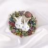Medieval Vintage Retro Literary Rabbit Brooch Heavy Work Full Of Rhinestones Little White Rabbit Brooch Coat Accessories Corsage